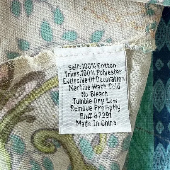 Johnny Was Tunic Top Womens Small Multicolor Boho Patchwork Floral Scalloped - Picture 7 of 9